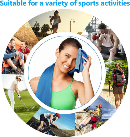 4 Pack Cooling Towels, Soft Breathable Ice Cool Towel for Sports & Outdoor Activities, Quick Dry Sweat Absorbing Cooling
