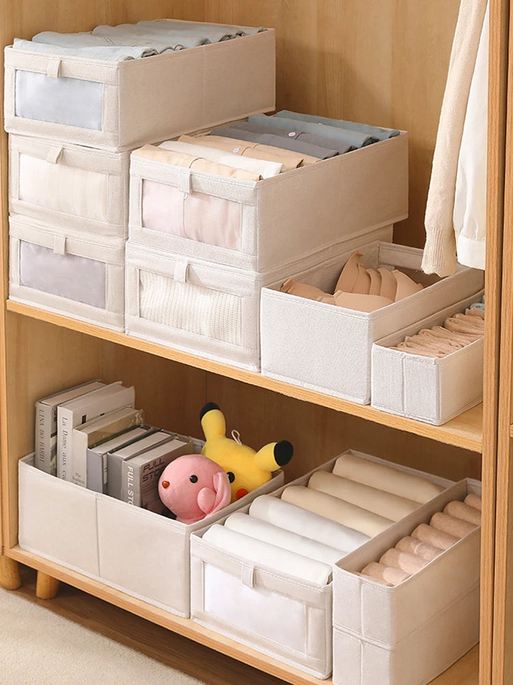 Fabric Window Cotton Linen Storage Box Wardrobe Storage And Arrangement Large Clothing Storage Box Toys Can Be Folded