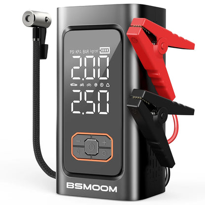BSMOOM Car Jump Starter Air Compressor With Power Bank 150PSI Air Pump Car Battery Emergency Boosters with LED Light