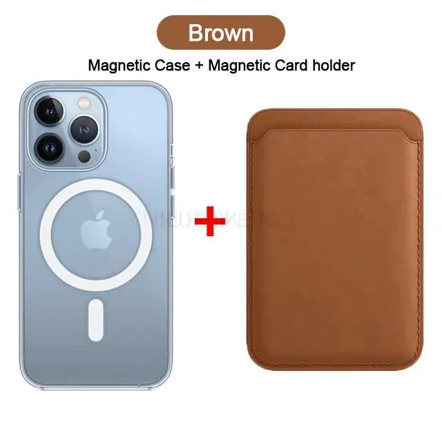 For Magsafe Magnetic Wireless Charging Case For iPhone 15 11 12 13 14 Pro MAX Mini XR XS 7 Plus Leather Wallet Card Holder Cover