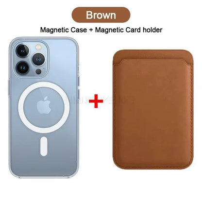 For Magsafe Magnetic Wireless Charging Case For iPhone 15 11 12 13 14 Pro MAX Mini XR XS 7 Plus Leather Wallet Card Holder Cover
