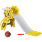 Slide for children 18-36 months with side PE basketball hoop, 131x50x74 cm, yellow and gray, toy slide, children's slide, outdoor slide