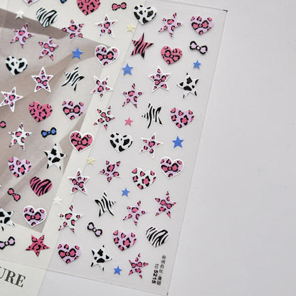 Autumn Winter Leopard Print Bow Nail Art Stickers 3D Thin Tough Nail Sticker Cute Bow Self Adhesive Nails Decorations Decals DIY