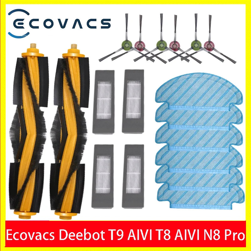 HEPA Filter Side Brush Main Brush Mop Cloths for ECOVACS Deebot T9 AIVI T8 AIVI N8 Pro 920 950 Vacuum Cleaner Replacement Parts