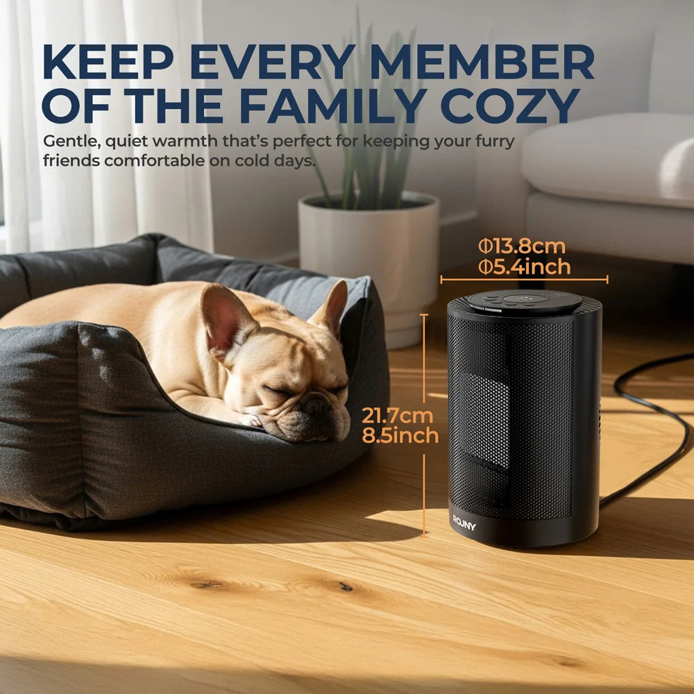 Portable Desktop Electric Space Heater, 80°Oscillating, 1200W PTC Ceramic Heater Fan for Bedroom, Office, Indoor Heating, Black