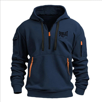 Fashion autumn and winter men's brand clothing multi-zipper design printed hoodie casual sweatshirt loose hooded jumper