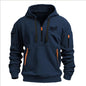 Fashion autumn and winter men's brand clothing multi-zipper design printed hoodie casual sweatshirt loose hooded jumper