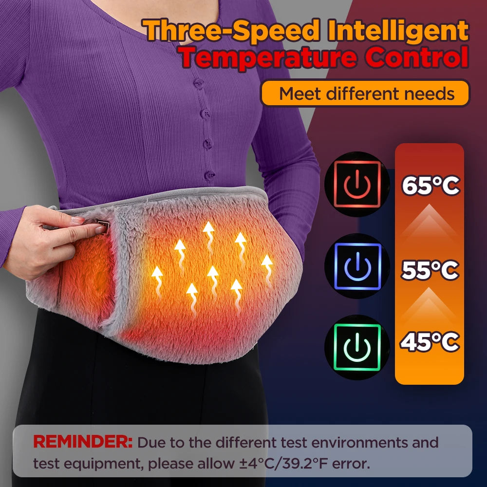Electric Heating Waist Belt 3 Gear Temperature Abdominal Massager Menstrual Heating Pad Hand Belly Warmer Belt Fits All Body