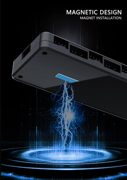 UPSIREN HU-8 Chassis Fan Hub，8 Sets of ARGB and PWM Interfaces,Bottom magnetic design，Support motherboard synchronization