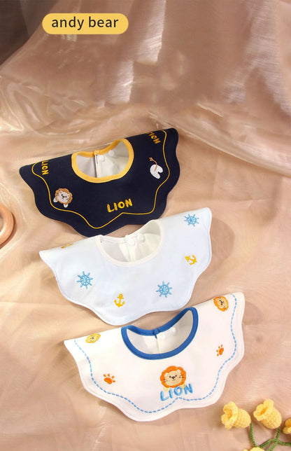 Cute Embroidery Cotton Baby Bibs Autumn New Infant Bib Newborn Burp Cloths for Kids Boy Girl Spring Soft Feeding Saliva Towel