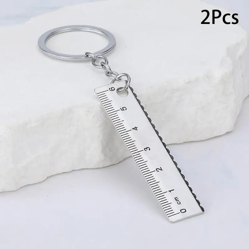 ♥Mini Stainless Steel Ruler Keychain | 1-5cm Portable Measuring Tool Key Rings (Anti-loss Measuring Ruler)