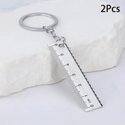 ♥Mini Stainless Steel Ruler Keychain | 1-5cm Portable Measuring Tool Key Rings (Anti-loss Measuring Ruler)