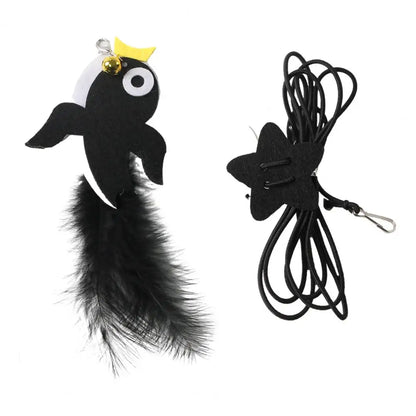 Hanging Cat Toy Swinging Cat Toy with Elastic Rope Feathers Self-play Teaser for Indoor Cats Hanging Bell Hunting Stimulator