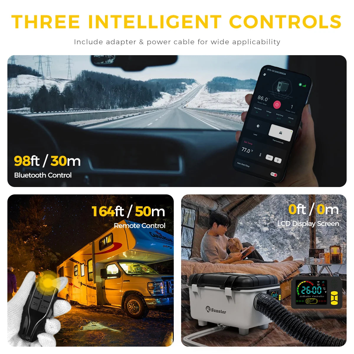 8KW Diesel Heater 12V/24V/110-240V Diesel Night Heater With Bluetooth App&Display&Remote Control For Tent Camping RV Car Heater