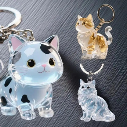 Cute Animal Fur Capsule Keychain, Transparent Cat Hair Bag Pendant, Souvenir Collection and Gift Decorative Accessory
