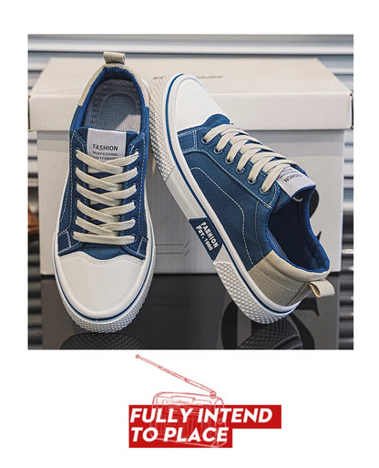Canvas shoes four seasons men's casual shoes students flat shoes fashion soft-sole outdoor walking shoes youth Joker board shoes