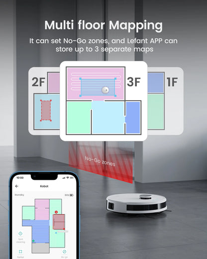 Lefant M1 LDS Robot Vacuum Cleaner with Multi Plane Mapping, 4000Pa Suction,Schedule, App/Alexa Control, for Pet Hair