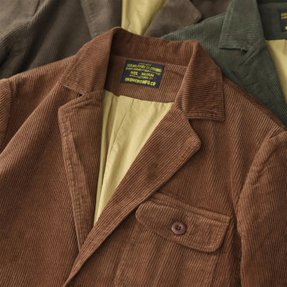 Heavyweight corduroy casual blazer for men American retro Ame Kaji loose jacket