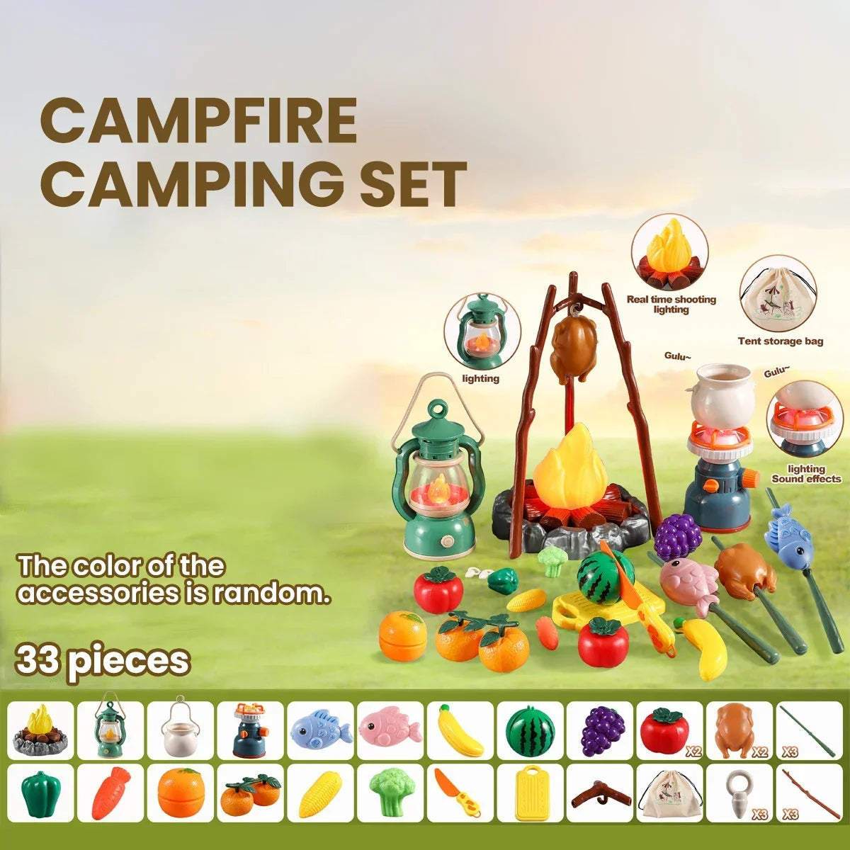 Kids Camping Tent Set Baby Playground Miniature Foods Children's Tent House Indoor Outdoor Parent-Child Interactive Game Toys