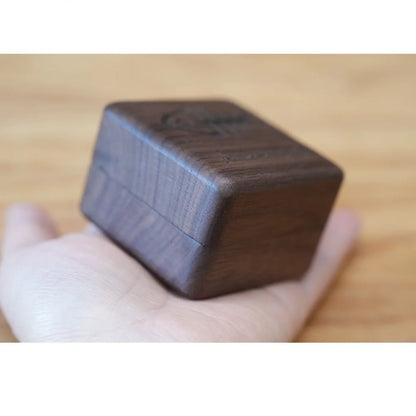 Walnut Wood Pet Hair Keepsake Box, Paw Print Engraved Memorial Urn for Dog Fur Teeth Ashes, Portable Mini Memory Storage Box