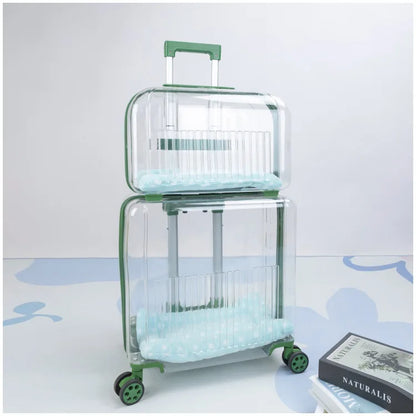 Pet Outdoor Suitcase Portable Car Mounted Double-layer Transparent Breathable Cat and Dog Tour Cat Bag