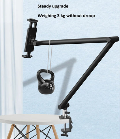 OUTMIX 360 Adjustable Metal Desktop Stand Long Arm Tablet Stand Bed Desktop Lazy Bracket Support for iPad 12.9 Smartphone Holder