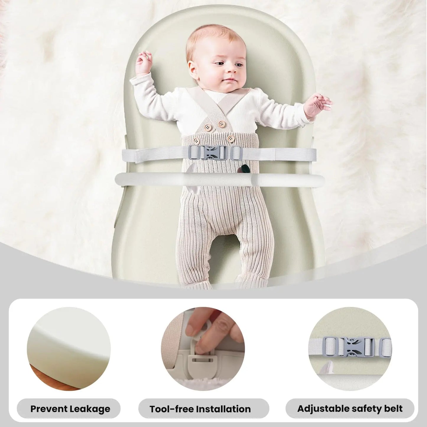 Wipe Clean Baby Changing Mat, Waterproof Non-slip Diaper Changing Pad with Detachable Safety Seat Belt, Sturdy Durable Changing Mat for Dresser, Bed, Home Indoor Newborn Infant Diaper Changing Use