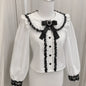 Women Japanese Sweet Lolita Blouses Summer Elegant Bow Off Shoulder JK Shirt Female Gothic Hot Girls Casual Lace Ruffles Tops