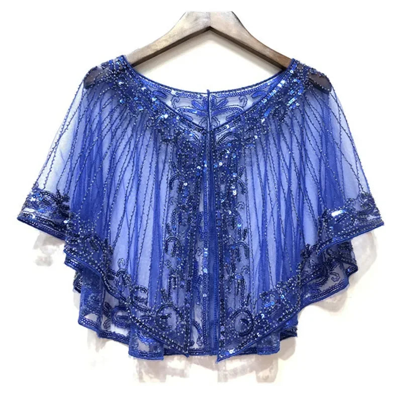 Sequins Coat Poncho Women Scarf Outfits Black Cape Ladies Scarves Party Outerwear Shawls Casaco Wraps Woman Clothes Robe Mujer