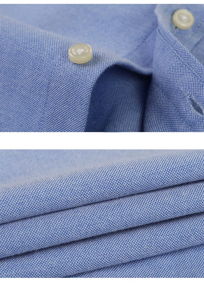 Classic Fit Cotton Full Casual Shirts for Men Solid Color Long-Sleeve Plain Shirt Single Pocket Top Soft Slim Fit Formal Clothes