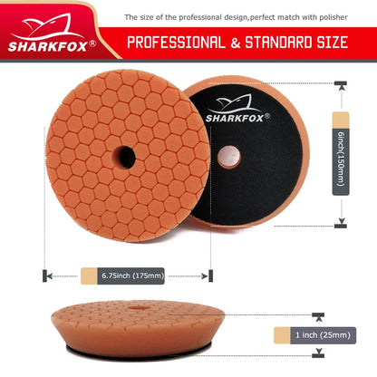 Sharkfox Polishing Pads 3/5/6 Inch Germany Foam Buff Sponge Pads Auto Car Buffing Pad Set for DA/RO Polisher Buffer Tools