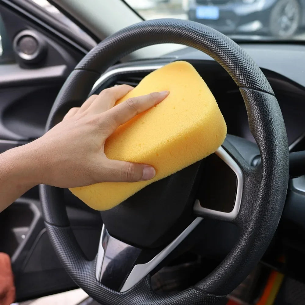 Large Car Wash Sponge Multi-Purpose High-Density Yellow Honeycomb Sponge Block for Automotive Detailing Waxing Seam Cleaning