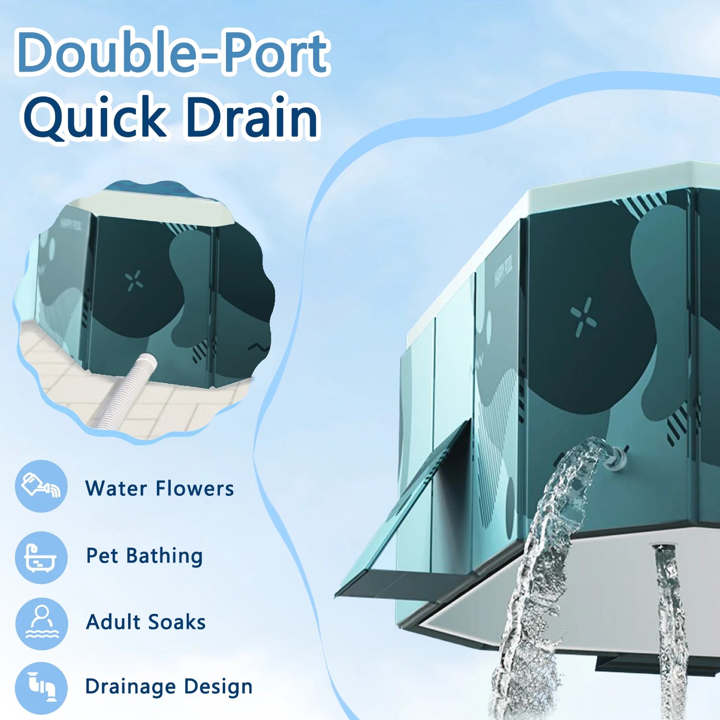 Printed Foldable Swimming Pool For Kids & Family Garden Use PVC Eco-friendly Leak-proof Pools For Kids Adults Outdoor Indoor Bathtub