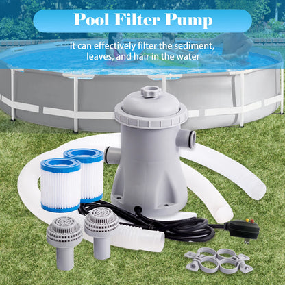 Pool Filter Pump 330 GPH Paddling Pool Electric Pump With 2 Pool Filter Cartridge Pool Pumps Above Ground Small Pool Filter Pump