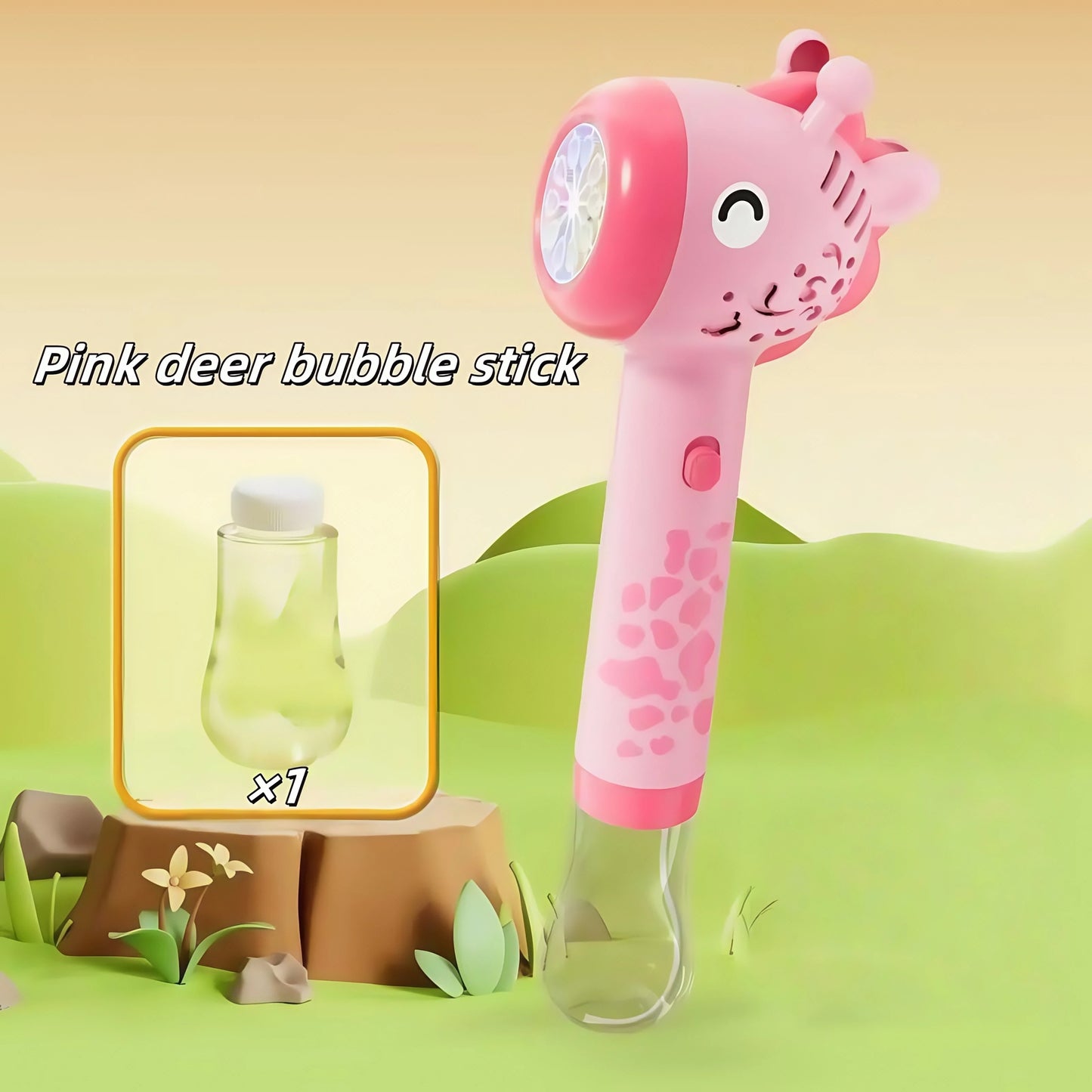 Cartoon Dinosaur Giraffe Bubble Blowing Machine for Children, Fully Automatic Handheld Bubble Stick, Luminous Bubble Toy