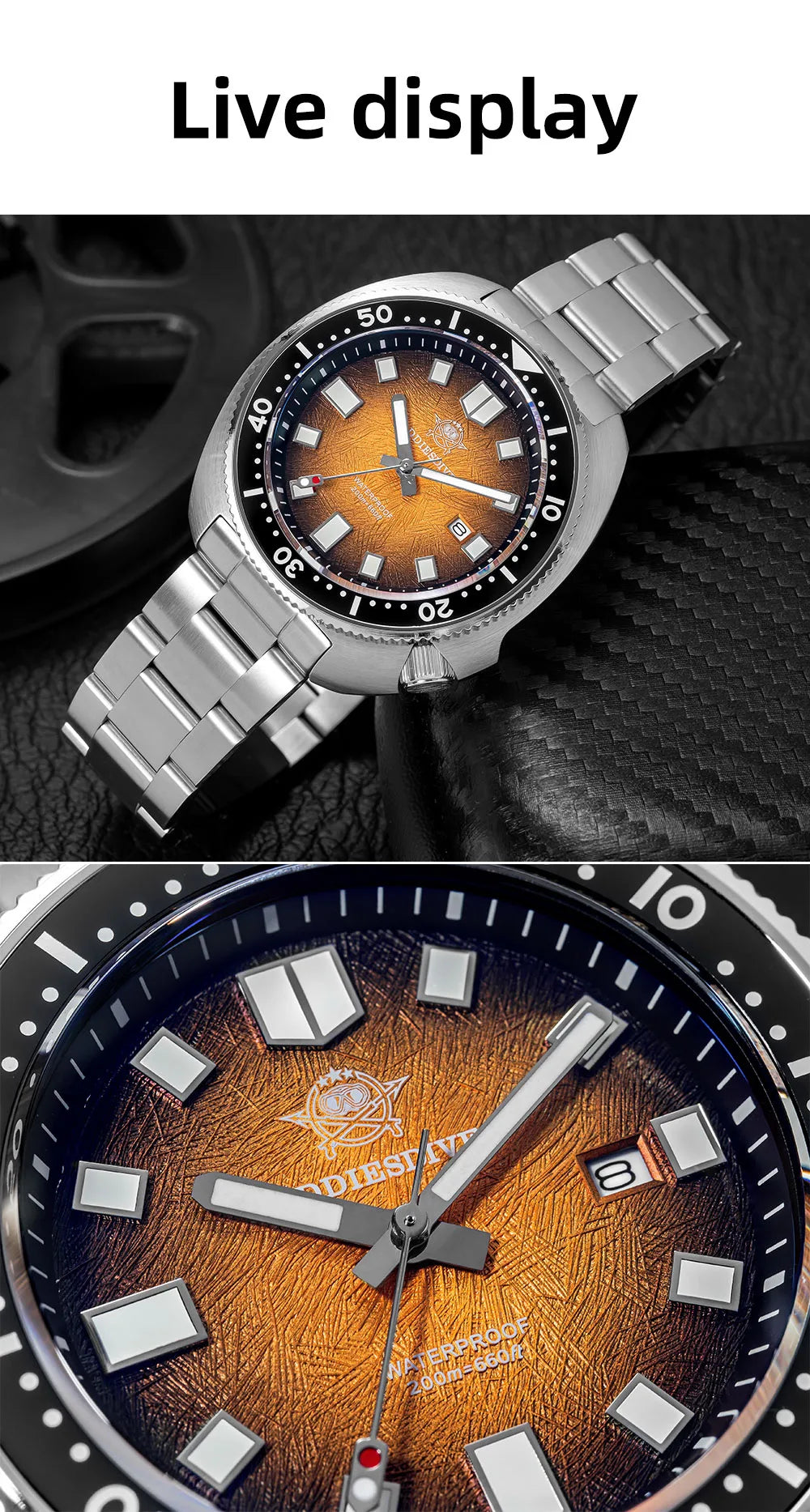 ADDIESDIVE Men Watch Sapphire Glass AR Coated Quartz Watches Luminous 200m Waterproof Turtle Diver Watch Reloj Hombre AD2511