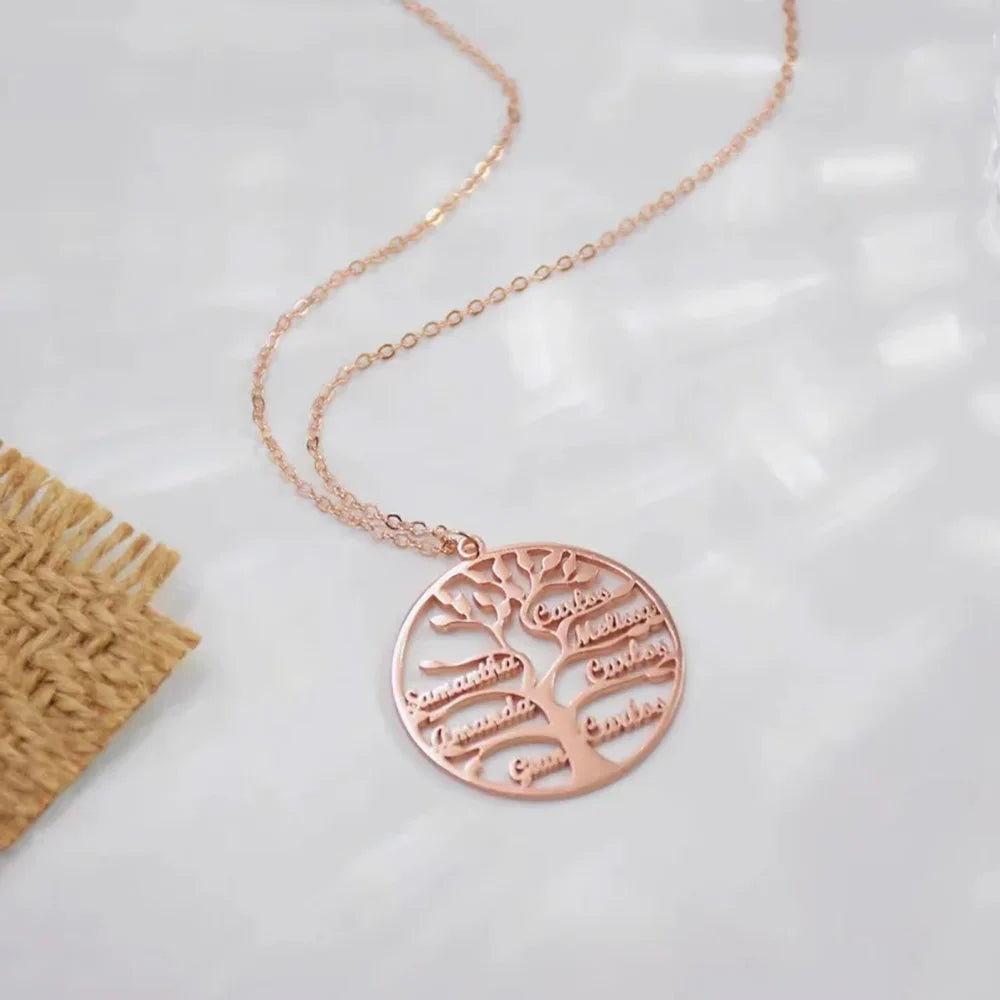 Custom Tree of Life Necklace Personalized Name Multiple Name Family Member Stainless Steel Necklace Mother's Day Gift For Mom