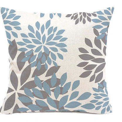 Lake blue white geometric linen pillowcase sofa cushion cover home decoration can be customized for you 40x40 45x45 50x50 60x60