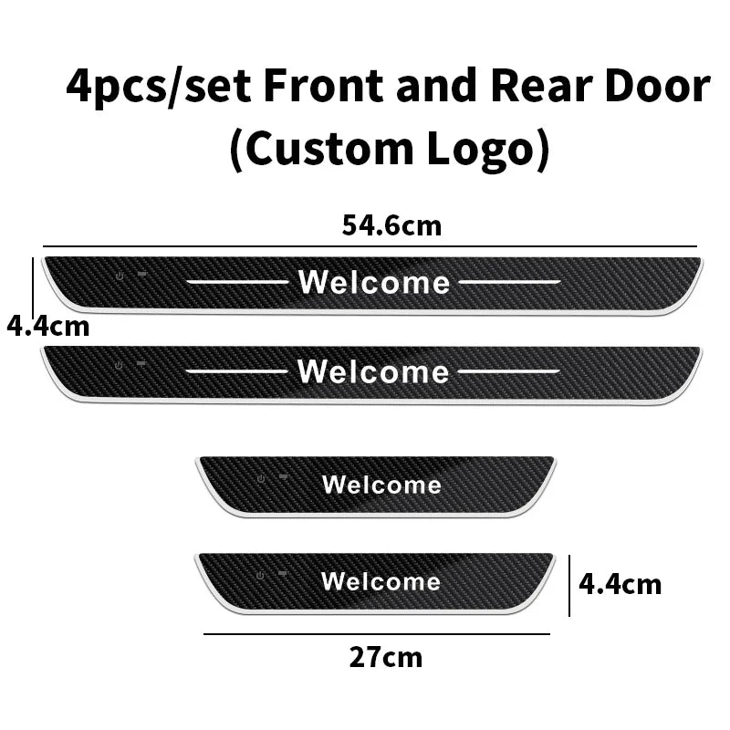 Customized Carbon fiber Car Logo Door Illuminated Sill Light Projector Lamp Power Moving LED Welcome Car Scuff Plate Pedal Light
