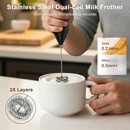 Milk Frother Handheld Milk Frother Electric Foam Maker Wireless Hand Mixer for Coffee Whisk Mixer Lattes Cappuccino Matcha Eggs