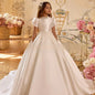 White Wedding Dress for Girls New Satin Princess Party Gown Clothes Children Birthday Host Piano Performance Pageant Costume