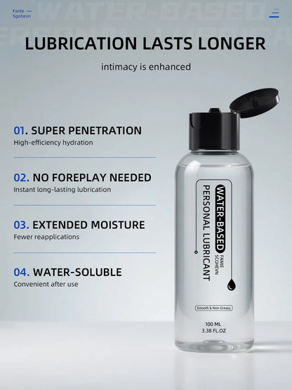 Water-Based Lubricant Safe Vaginal Anal, Wash-Free Lube for Couples, Adult Erotic Tools Compatible Condoms Toys
