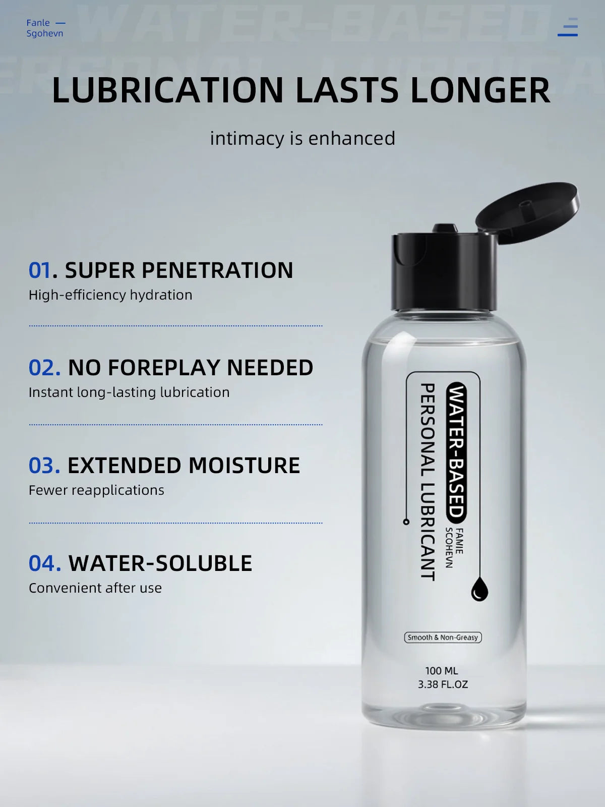 Water-Based Lubricant Safe Vaginal Anal, Wash-Free Lube for Couples, Adult Erotic Tools Compatible Condoms Toys
