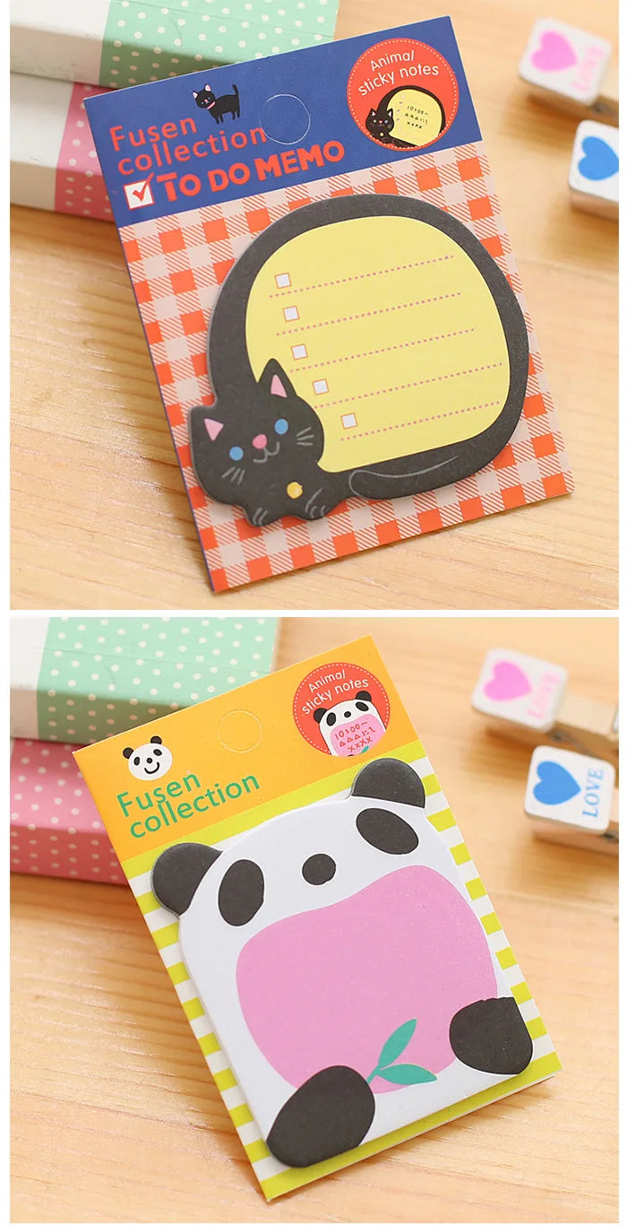 10Pcs/Lot Cute Cartoon Animal Tearable Note Book Posted it Sticky Notes Notepad Memo Pads Children Gifts School Office Supplies
