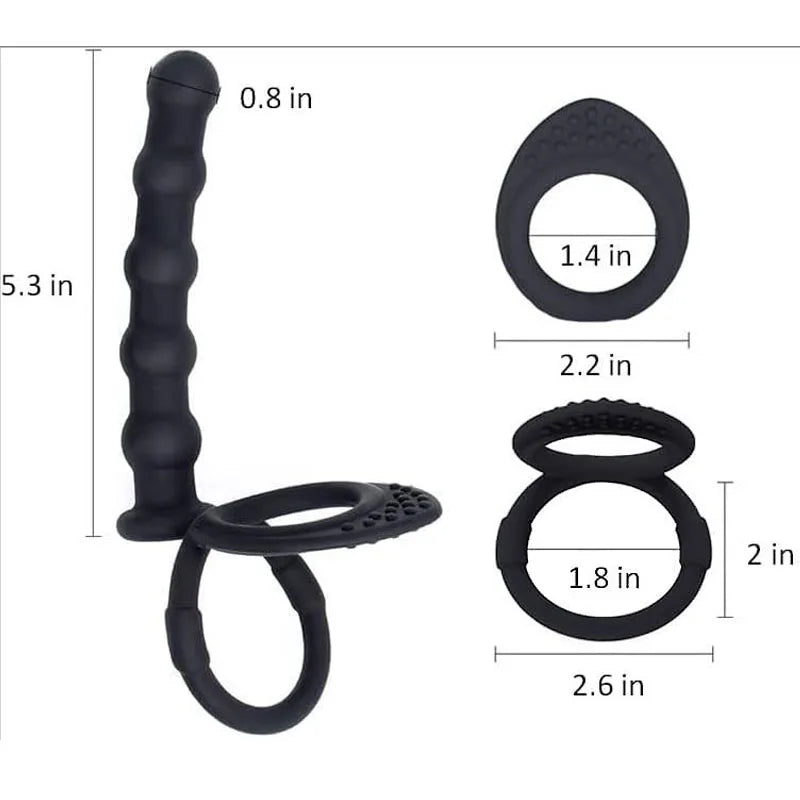 Double Penetration Dildo Dual Stimulation Vibrator for Couples, Anal Beads, G-Spot Massager, Cock Ring, Adult Sex Toys