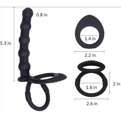 Double Penetration Dildo Dual Stimulation Vibrator for Couples, Anal Beads, G-Spot Massager, Cock Ring, Adult Sex Toys