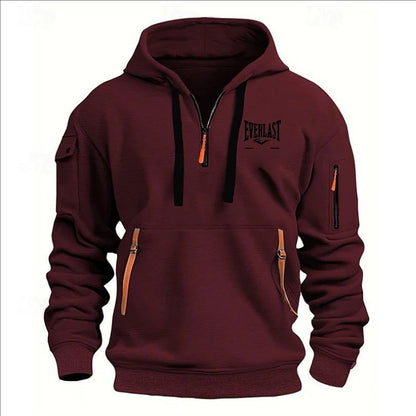 Fashion autumn and winter men's brand clothing multi-zipper design printed hoodie casual sweatshirt loose hooded jumper