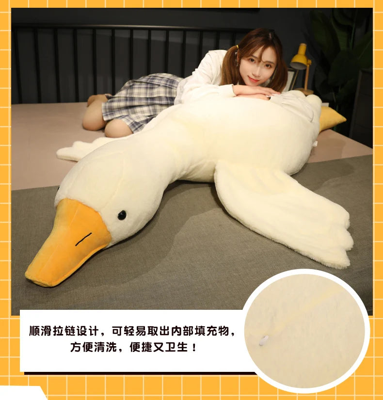 50-190cm Large Brown Hug Stuffed Animal Duck Kawaii Giant Goose Plush Toy Sleeping Pillow Big Soft Doll Party Gift for Boy Girls