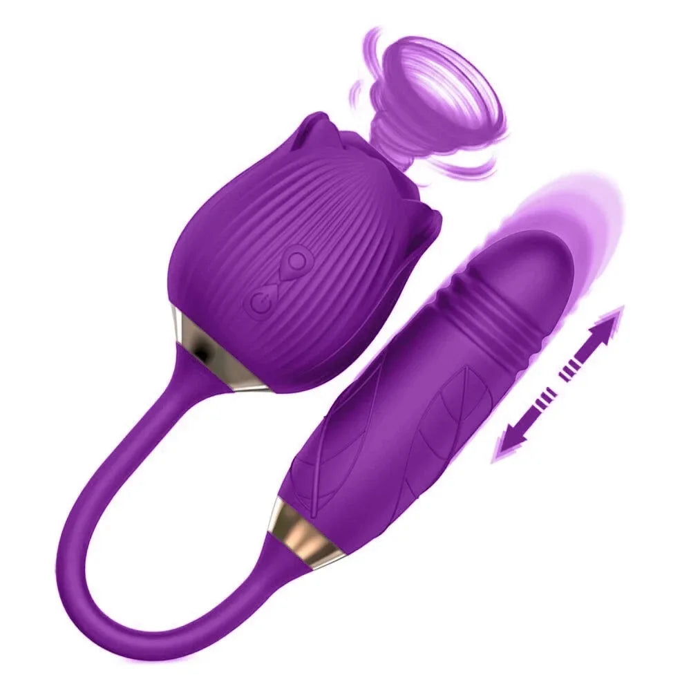 3in1 Thrusting Anal Vibrator Female Rose Sucking Clitoris Stimulator Dildo Licking Vagin Massager Masturbator Sex Toys for Women