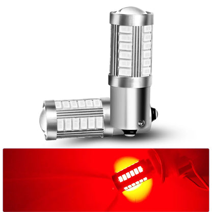2pcs PY21W P21 5W 1156 Ba15s 1157 Bay15d 33 SMD Led Car Flash Brake Bulbs Lights Reverse Parking Lamps